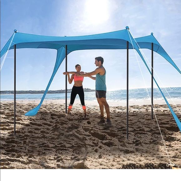 Beach Tent Sun Shelter UPF50+ with Sand Shovel, Ground Pegs and Stability - Picture 6 of 11